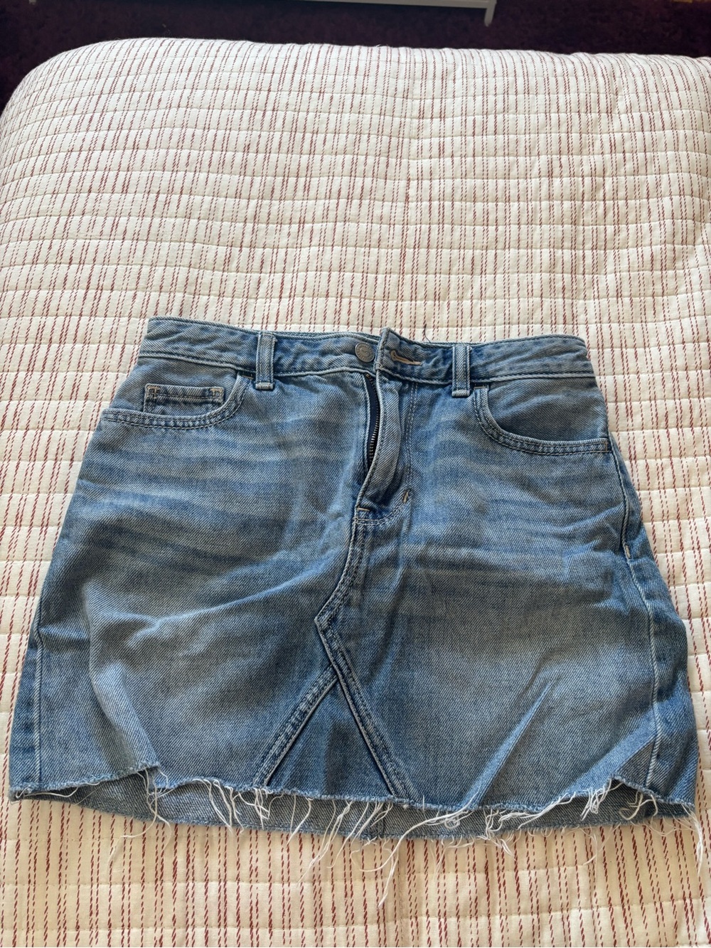 Hollister Light Blue Distressed Denim Mini Skirt